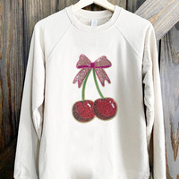En gros, patchs à paillettes thermocollants pour vêtements féminins, motifs nœud papillon et cerise, brodés, pour la confection de vêtements DIY