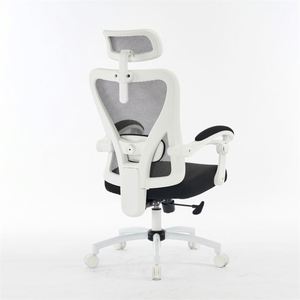 Chaise de bureau ergonomique pivotante avec appui-tête, base métallique, pour la maison, le bureau, l'école, la salle à manger, l'hôtel, le salon, style chaise de patron - Product Image 5
