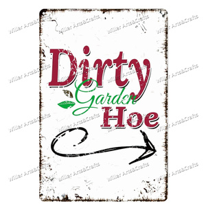 Panneau en métal vintage « Funny Signs Dirty Hoe » pour décoration murale, <span class=keywords><strong>jardin</strong></span>, cour et patio - Product Image 4