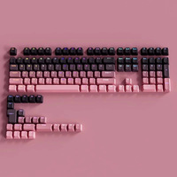 Custom 130 Key PBT OEM Profile Gradient Black Pink Shine Through Keycap Full Set for Mechanical Gaming Keyboard