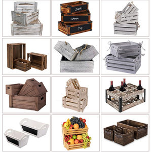 Grandes caisses en bois non finies avec poignées 12.0 \ "D X 9.50 \" H X 18.0 \ "-pour emballage et stockage de légumes 3-Pack - Product Image 2