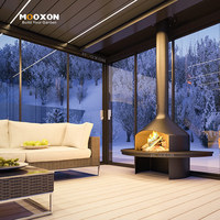 Mooxon Aluminium Pergola Winter-Design Motorisiertes Lamellendach Schneesicher mit Integrierten LED-Leuchten
