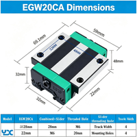 Glissière linéaire et bloc de guidage EGW20CA EGW20SA 20 mm en acier GCr15, chariot de mouvement linéaire CNC haute précision à mouvement fluide