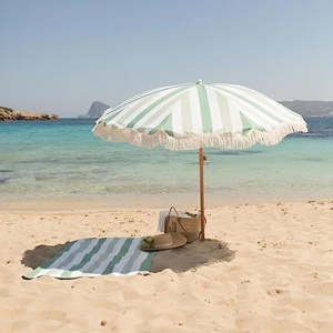 Садовый зонт LS Wood Pole Patio <span class=keywords><strong>Umbrella</strong></span> с бахромой, пляжный зонт в полоску с защитой от солнца <span class=keywords><strong>UPF</strong></span> 50 для сада и бассейна - Product Image 2