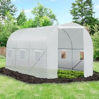 Serre tunnel commerciale 24m² (8x3x2m) à structure métallique, en polyéthylène résistant aux UV, pour culture de plantes, avec poteaux de toit, facilement assemblable