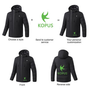 Veste chauffante imperméable d'hiver légère et personnalisée pour hommes avec capuche amovible et alimentation USB - Product Image 2