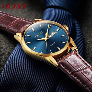 Olevs 6898L coppia <span class=keywords><strong>orologio</strong></span> Top Brand fashion Business in pelle traspirante <span class=keywords><strong>orologio</strong></span> al quarzo a mano luminoso <span class=keywords><strong>regalo</strong></span> da <span class=keywords><strong>uomo</strong></span> - Product Image 2