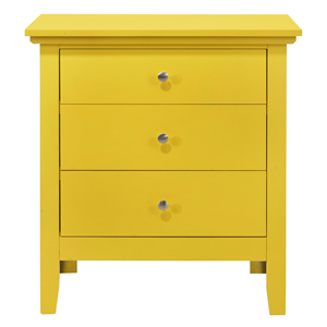 โต๊ะข้างเตียงสีเหลือง 3 ลิ้นชักสำหรับเก็บของในห้องนอน - Product Image 3