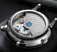 Montres automatiques mécaniques en acier pour hommes, personnalisées en usine, pour marques privées, avec affichage de la puissance similaire.