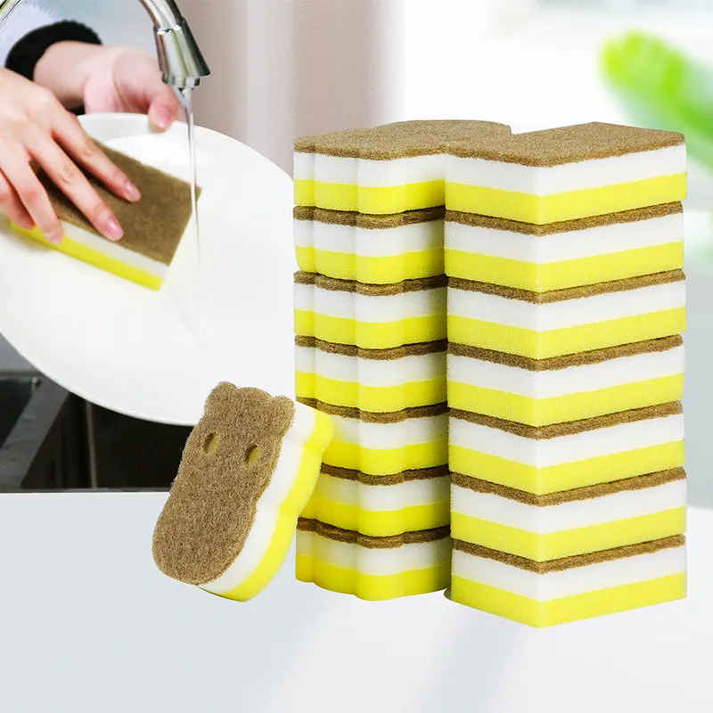 Estropajo de filtrado de tres capas superabsorbente para limpieza del hogar de cocina de alta calidad, esponja de limpieza espesada