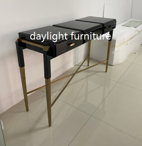 Light Luxury Black Marble Brass <strong>Legs</strong> <strong>Console</strong> <strong>Table</strong> - Product Image 2