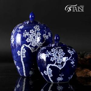 Decorazioni per la casa oggetti d'<span class=keywords><strong>antiquariato</strong></span> blu e bianco barattoli di zenzero composizioni floreali alto vaso decorativo per scaffali camino - Product Image 6