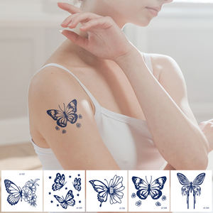 Tatouages temporaires 19 éléments fleur <span class=keywords><strong>chat</strong></span> papillon autocollants faux tatouages pour femmes hommes maquillage du corps autocollants imperméables - Product Image 5