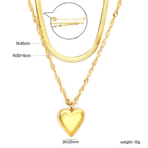 Collar con Colgante de Corazón y Diamantes de Acero Inoxidable para Mujer, Estilo Europeo Americano, Chapado en Oro de 18K, Regalo de Moda - Product Image 6