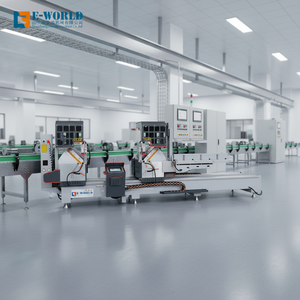 Scie à double tête E-WORLD pour aluminium, haute précision, commande PLC, 380V, machine industrielle pour la fabrication de fenêtres et de portes - Product Image 1