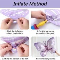 Ballon en feuille d'aluminium en forme de papillon de 1 m de long pour anniversaire, fête de bienvenue, mariage et décoration de chambre de bébé