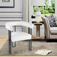Fauteuil rembourré moderne pour salon et chambre, chaise individuelle, chaise d'appoint de club, chaise baril blanche
