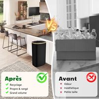 Poubelle de recyclage OdenPeak avec couvercle 110L, bac de stockage pour bouteilles, collecteur de bouteilles, conteneur compacteur pour cuisine, plastique, verre, papier