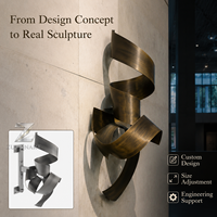 Sculpture murale abstraite en bronze sur mesure, artisanat métallique, finition antique, faite à la main, durable, décoration pour salon, hôtel, galerie, bureau