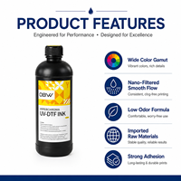 Encre UV DTF pour impression multi-surfaces sur bois, verre, céramique, acrylique, métal, carton pour têtes d'impression Epson I3200U1, DX5, DX7, XP600, TX800