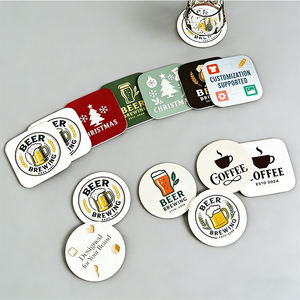 맞춤형 흡수성 종이 바 비어 코스터 원형 사각형 음료 커피 칵테일 글라스 코스터 종이 매트 레스토랑용 - Product Image 1