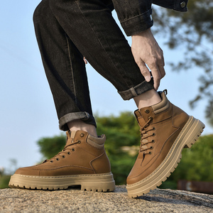 <span class=keywords><strong>Botas</strong></span> de <span class=keywords><strong>Hombre</strong></span> Personalizadas de Cuero Genuino, Suaves, Antideslizantes, Transpirables, con Cierre de Cordones, para Invierno y Otoño, Casuales, de Caña Corta - Product Image 3