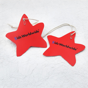 Diseño personalizado estrella patrón Impresión logotipo mano etiqueta ropa <span class=keywords><strong>columpio</strong></span> colgar etiqueta para ropa marca - Product Image 3