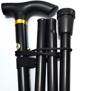 KS Folding Hiking Poles Aluminum Alloy 5 Section Telescopic Adjustable Rubber Tip Outdoor Travel Climbing Cane <b>Elderly</b> Use - Product Image 2