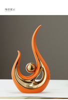 Décoration d'intérieur moderne de luxe en céramique émaillée or orange, faite à la main, forme géométrique créative et unique, pour salon