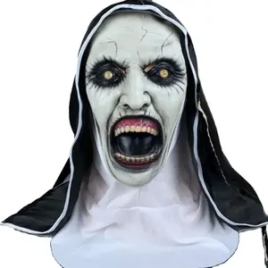 The Horror spaventoso Nun Latex Mask con foulard Valak Cosplay per Halloween Costume Face Masques con copricapo