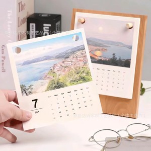 ปฏิทินตั้งโต๊ะไม้ DIY ภาพวิวทิวทัศน์ ไม้เนื้อแข็ง สไตล์มินิมอล รูปทรงสี่เหลี่ยมผืนผ้า สำหรับจัดการเวลา ของตกแต่งโต๊ะทำงาน - Product Image 3