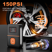 Portable 2-in-1 Mini Air Pump Compressor 150PSI Jump Starter Multifunctional Car Battery Tire Inflator Power Bank 8000mAh 1200A
