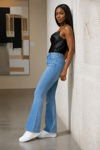 Pantalones vaqueros ajustados de cintura alta para mujer, elásticos, de mezclilla, estilo lápiz, para verano y otoño, venta al por mayor, con etiqueta personalizada, OEM - Product Image 4