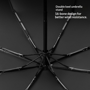 Parapluie pliant entièrement automatique, design frais, en caoutchouc noir, anti-UV, double usage soleil/pluie, idéal pour les cadeaux, pour fabricants - Product Image 5