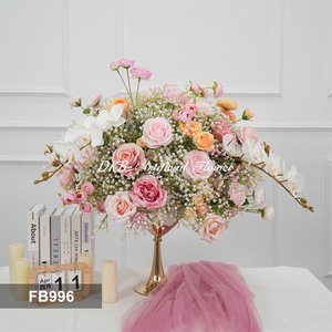 Prix de gros Nouveau design Arrangements floraux en soie rose pour toile de fond de scène de demande en mariage - Product Image 2