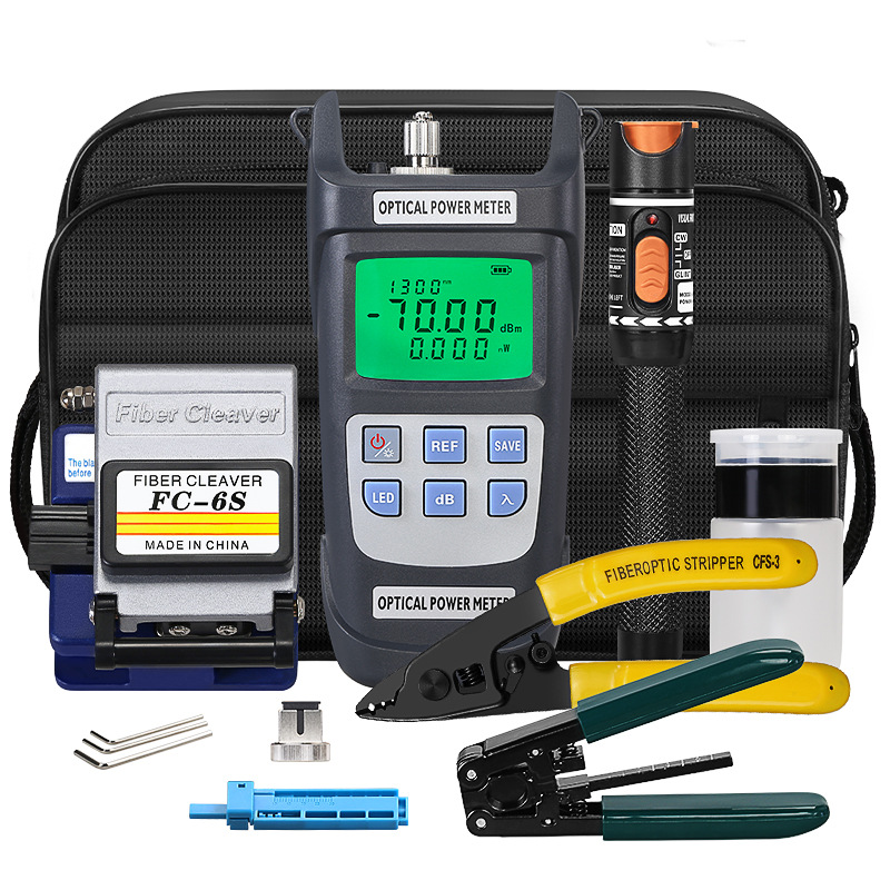 12pcs FTTH Fiber Optic Tool Kit Kit Ferramentas com Fibra Optica Power Meter Visual Fault Locator Kit de fibra óptica