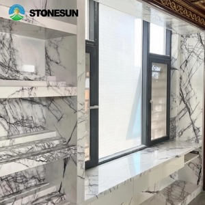 Isola <span class=keywords><strong>Cucina</strong></span> Personalizzata StoneSun in Stile Moderno e Minimalista, Piano in Marmo Lucidato, Grande Lastra in Pietra Naturale, Bancone Reception in Marmo - Product Image 5