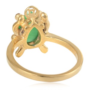 Bague yunnique en pierre verte motif crapaud, bijoux fantaisie pour femme, cadeau, sertissage à griffes - Product Image 3