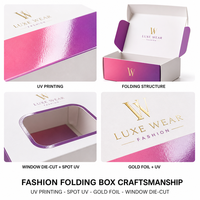 Boîte pliante personnalisée imprimée UV pour vêtements et accessoires, faible MOQ, impression numérique sur carton pour la vente au détail