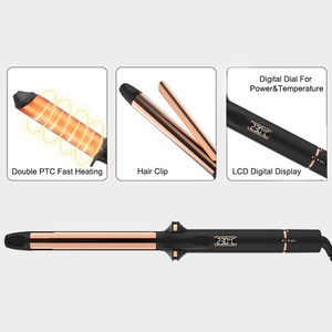Nouvelle technologie, fer à friser à double PTC à chauffe rapide, fer à friser en tourmaline LCD <span class=keywords><strong>25</strong></span> <span class=keywords><strong>mm</strong></span> avec clip, fer à friser électrique pour salon de coiffure - Product Image 3