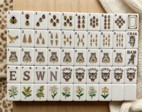 Ubin Mahjong Akrilik Amerika 4 Lapis Motif Leopard Mewah dengan Lapisan Emas Berkilau & Wajah Hewan Lucu Terukir