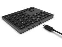 Keyboard Mini Lipat Nirkabel BT 35-Tombol dengan Touchpad dan Keypad Numerik untuk Tablet Laptop, Antarmuka USB-C