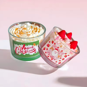 Grandes bougies de Noël en forme de crème glacée, mini bougies parfumées décorées de fraises, vente en gros pour cadeaux de fête - Product Image 2