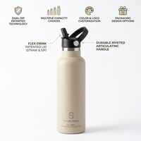 Bouteille d'eau personnalisable en acier inoxydable 304 avec couvercle à paille rabattable en PP, plusieurs capacités, OEM, ODM, logo, emballage