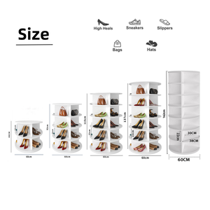رف أحذية دوار مع عرض دائري 360 درجة، خزانة أحذية أكريليك عمودية لتخزين وفرز حقائب اليد من 4-7 مستويات - Product Image 2