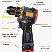Perceuse pistolet multifonctionnelle à vitesse variable en cuivre pur, petit canon en acier à couple élevé, lampe torche domestique sans balais 168V