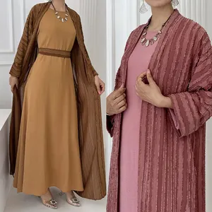 Open Abaya Muslim Woman Kimono Islamic Clothes Kaftan Hijab Robe Dubai Saudi Arabian Turkish Elegant Modest Outfit Eid Cardigans