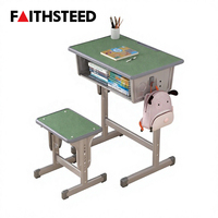 Ensemble de bureau et chaise d'école réglables avec étagère à livres et structure métallique pour l'étude à domicile et l'utilisation en classe au quotidien