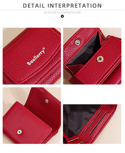 Petit sac à main en <span class=keywords><strong>cuir</strong></span> de luxe pour dames, <span class=keywords><strong>porte</strong></span>-cartes à trois volets avec sangle courte, portefeuille en PU pour femmes, vente en gros - Product Image 5