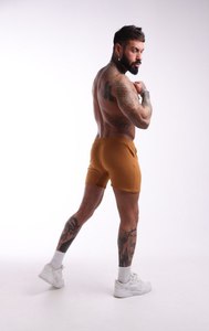 Boxers pour hommes 100% coton couleur moutarde, respirants, doux et confortables, sous-vêtements masculins avec ceinture élastique, tailles 48-66, fournisseur d'usine - Product Image 4